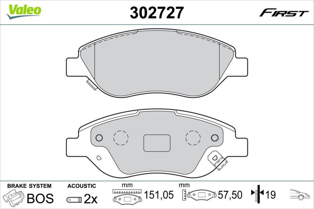 Jogo de 4 pastilhas de travão VALEO ref. 302727